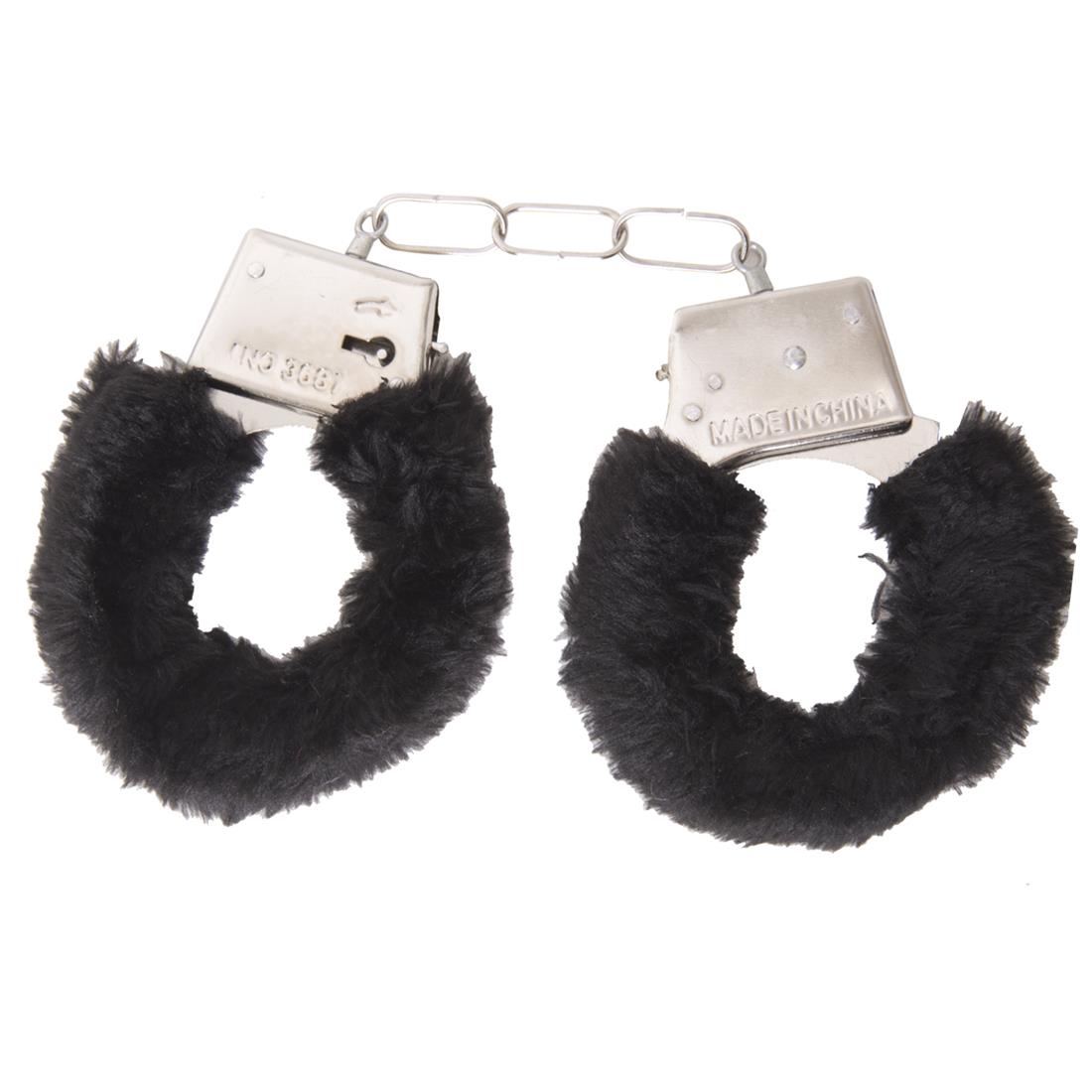 Algema_Preto ALGEMAS DE METAL REVESTIDA COM PELÚCIA FUR LOVE CUFFS
